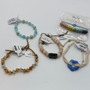 NWT Free People Boho Beach Bracelet Bundle – Beaded, Shell, and Cord Bracelets